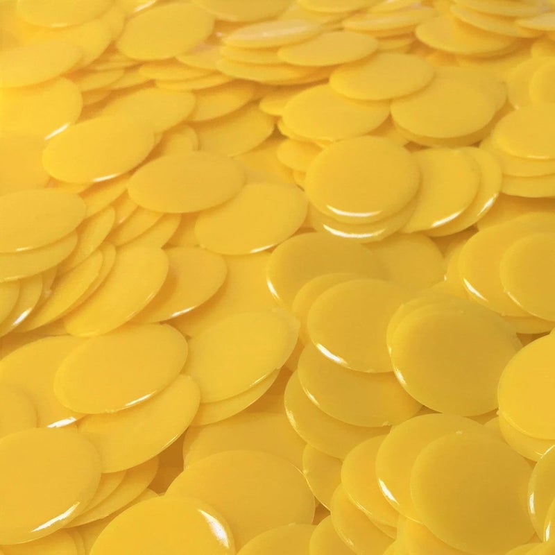 Mr Chips Plastic Bingo Chips for Games 150 Count Bag - Solid and Transparent Colors Counting Yellow 3/4 Inch - Image 1