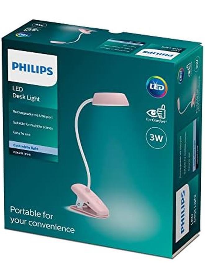 Philips Led Donutclip Pink Desk Lamp Usb 4000K 3W Cool White For Office Reading Study And Work - Image 2