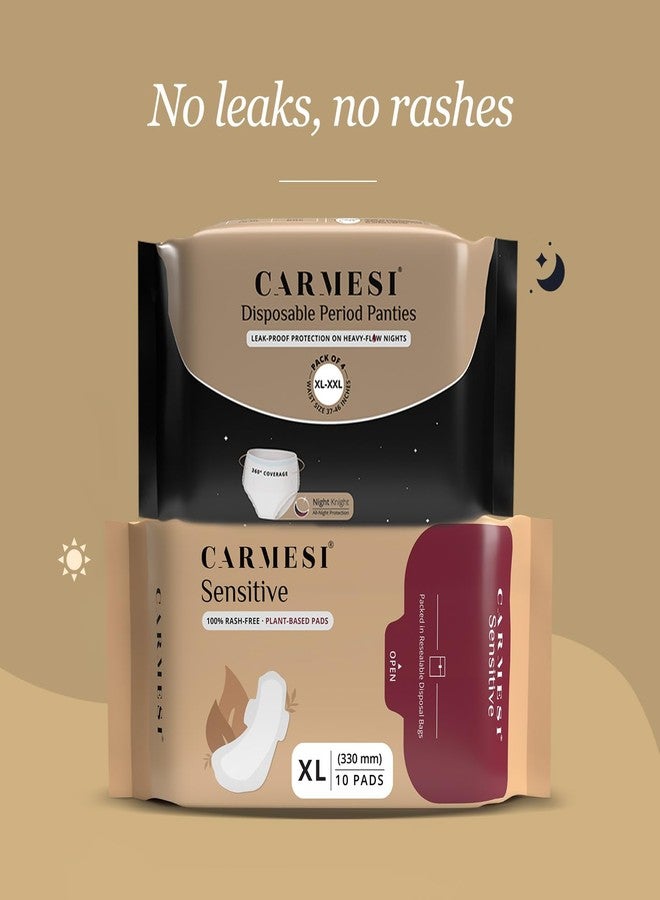Carmesi Day and Night Period Care Combo | 10 XL Sensitive Pads and 4 (XL-XXL) Disposable Period Panties | No Period Rashes | All-Night Leak-Proof Protection for Super-Heavy Flow - Image 5
