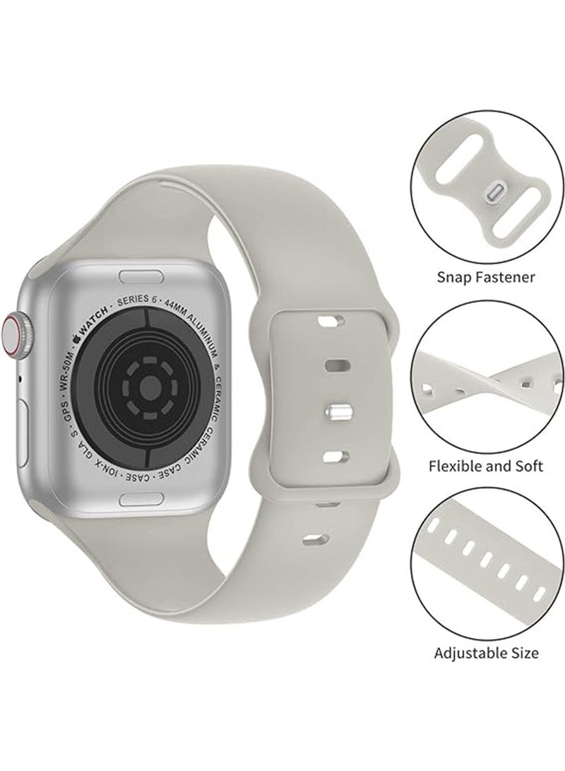Soft Silicone Sport Replacement Band For Watch Series 1/2/3/4/5/6/7/8/SE/Ultra 38MM/40MM/41MM Stone - Image 2