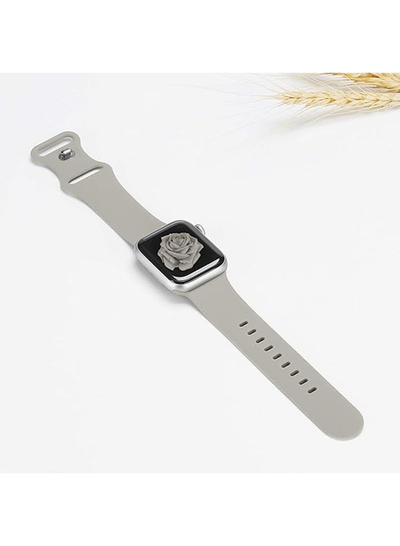 Soft Silicone Sport Replacement Band For Watch Series 1/2/3/4/5/6/7/8/SE/Ultra 38MM/40MM/41MM Stone - Image 3