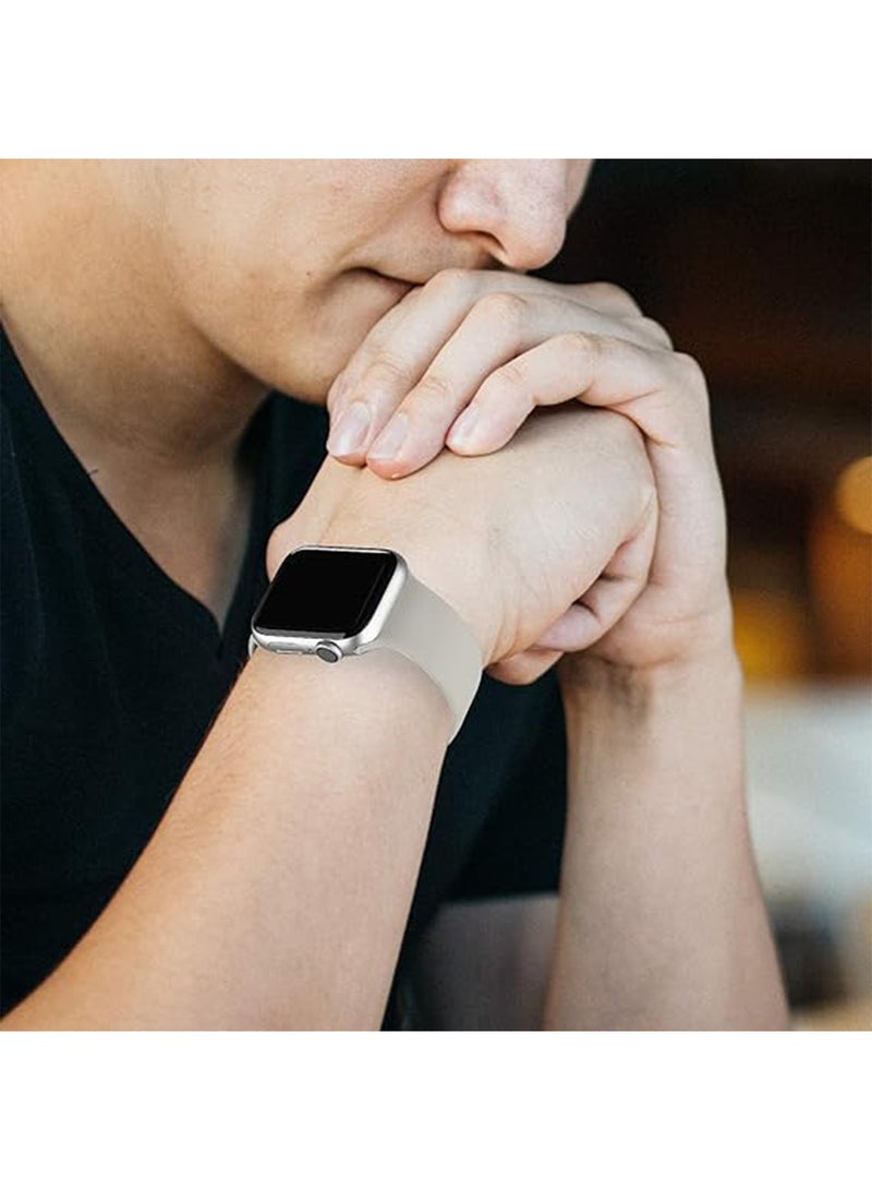 Soft Silicone Sport Replacement Band For Watch Series 1/2/3/4/5/6/7/8/SE/Ultra 38MM/40MM/41MM Stone - Image 4