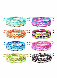 SYOSI Bracelets Braided Stretch Friendship Braided Rop Bracelets Set 24 Pcs Adjustable Wave Strand Bracelet Summer Anklet Bracelet Thread Bracelets Friendship Jewelry  - Image 1