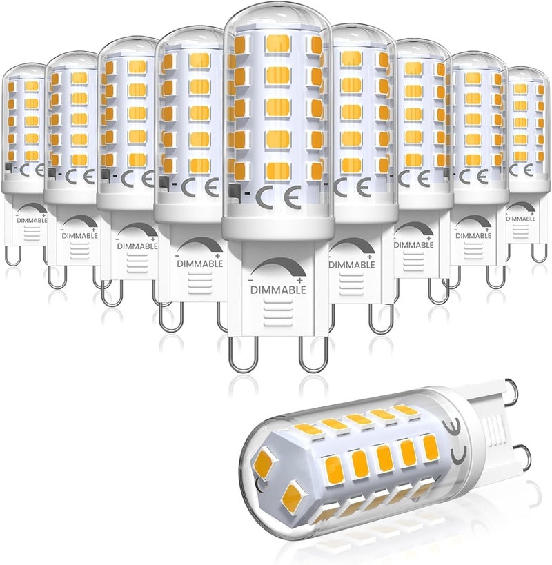 مصابيح LED G9 قا��لة للتعتيم، أبيض دافئ 2700K، مصابيح LED G9 صغيرة، لمبة كبسولة LED G9 بقدرة قصوى 4 واط، 220-240 فولت، 50 هرتز، مكافئ لمبة هالوجين G9 بقدرة 28 واط، 33 واط، 40 واط، مصابيح G9 موفرة للطاقة (عبوة من 10) - Image 1