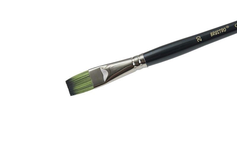 Brustro Artists Greengold Acrylic Brush Flat Series 1800 - Size - 20 | Ideal for Oil, Acrylic Painting on Paper, Canvas, Fine Art Students and Professional. - Image 3