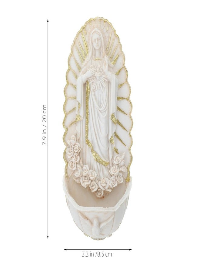 Levemolo Holy Water Font Wall Hanging Decor 7.87In Resin Catholic Holy Water Font for Home Entrance Religious Wall Cross Decoration - Image 2