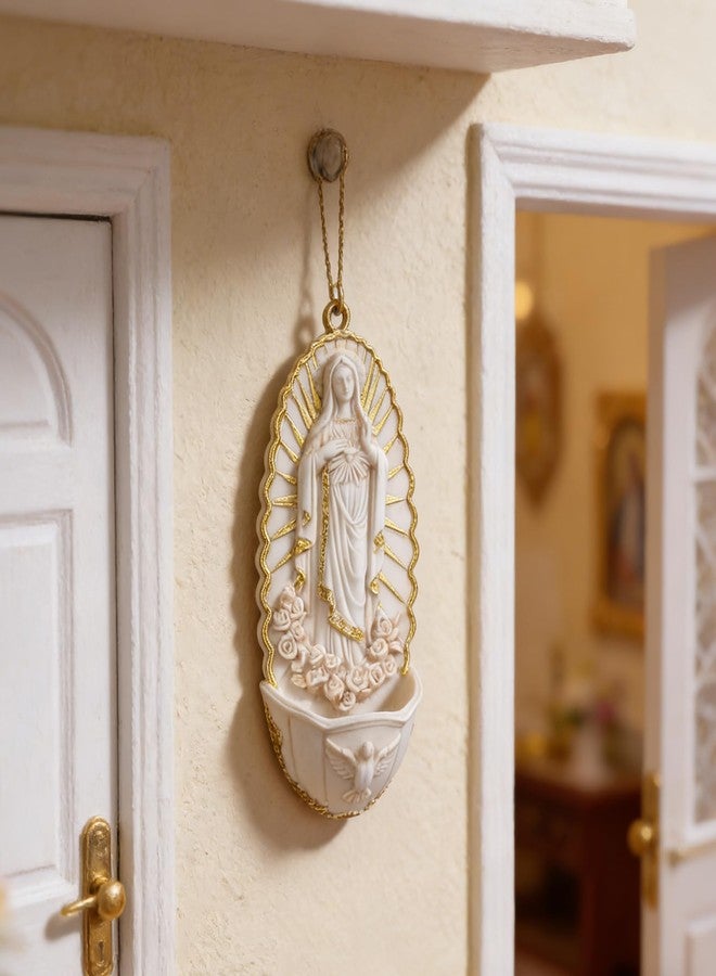 Levemolo Holy Water Font Wall Hanging Decor 7.87In Resin Catholic Holy Water Font for Home Entrance Religious Wall Cross Decoration - Image 5