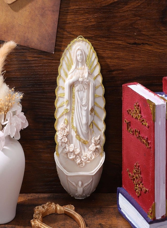 Levemolo Holy Water Font Wall Hanging Decor 7.87In Resin Catholic Holy Water Font for Home Entrance Religious Wall Cross Decoration - Image 4
