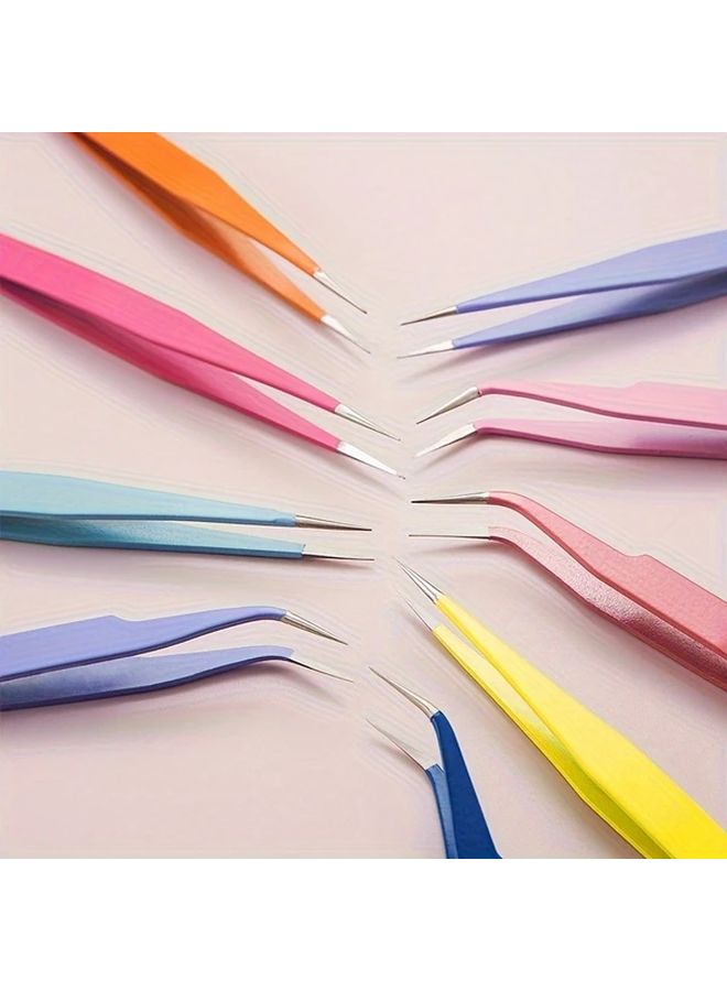 6pcs Macaron Color Craft Tweezers Stainless Steel Precision Tools for DIY Nail Art - Image 2