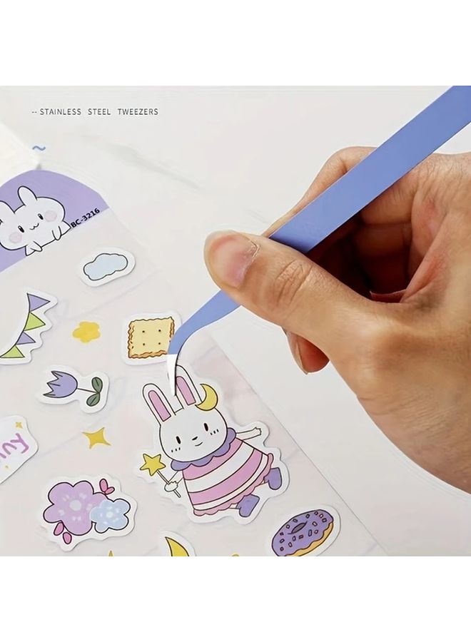 6pcs Macaron Color Craft Tweezers Stainless Steel Precision Tools for DIY Nail Art - Image 3