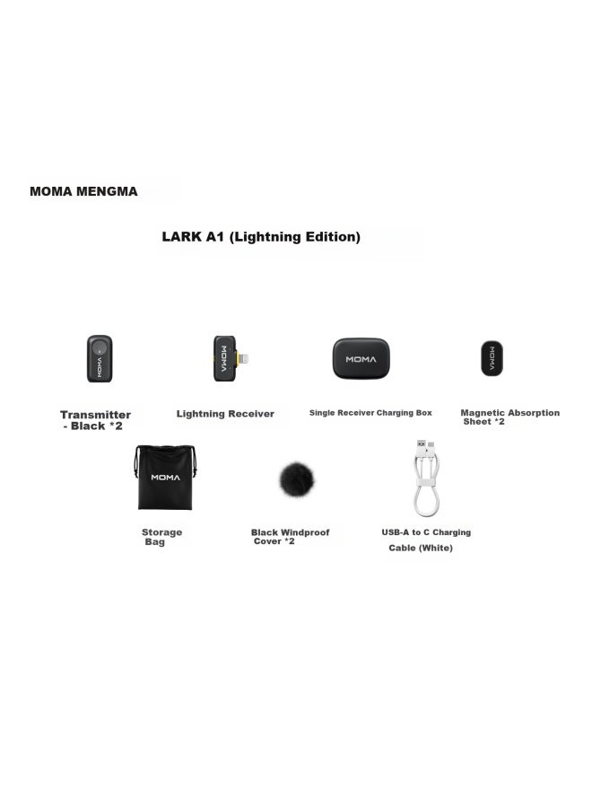 MOMA Mengma Lark A1 Wireless Lavalier Microphone, Mobile Audio Capture, Moma Mengjia A1 Microphone With Two Mics, Smart Noise Reduction, Dopamine Microphone, Mini Interview Audio Recorder - Image 1
