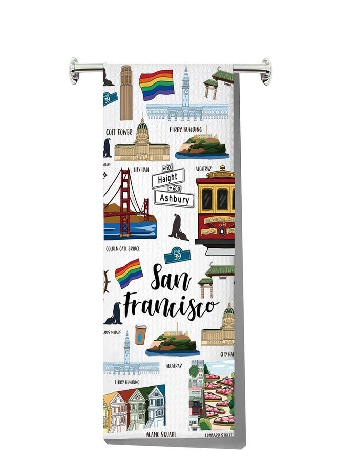LEVLO San Francisco Kitchen Towel San Francisco Souvenirs Gifts San Francisco Tea Towel San Francisco Housewarming Gift (San Francisco Towel) - Image 1