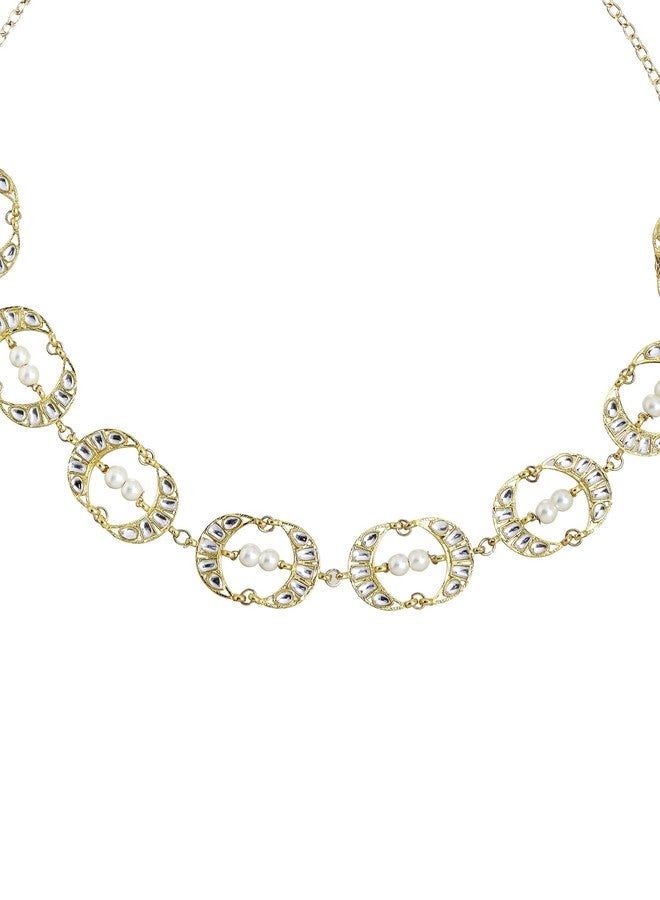 Karatcart Metal Kundan Studded Handcrafted Hairband for Women - Gold - Image 4
