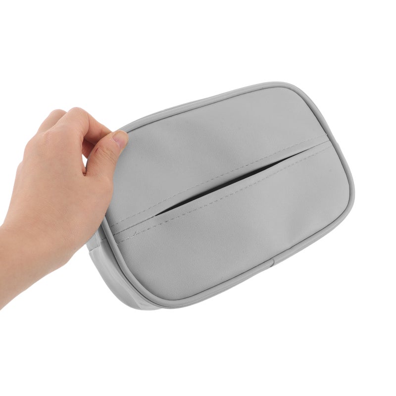 Grey Car Tissue Holder Rectangle with Quick Release for Center Console and Cup Holders - Image 3