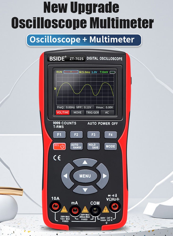 BSIDE 2in1 Digital Oscilloscope Multimeter 48MSa/s Sampling Rate 10Mhz Bandwidth 9999 Counts True RMS 2.8inch IPS Color Display Multimetro  - Image 5