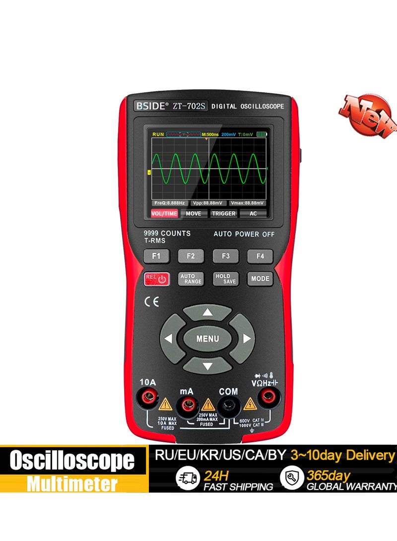 BSIDE 2in1 Digital Oscilloscope Multimeter 48MSa/s Sampling Rate 10Mhz Bandwidth 9999 Counts True RMS 2.8inch IPS Color Display Multimetro  - Image 3