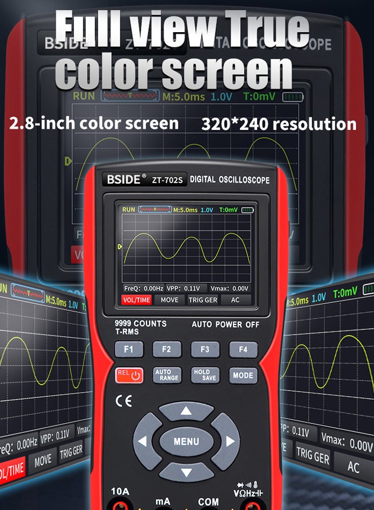 BSIDE 2in1 Digital Oscilloscope Multimeter 48MSa/s Sampling Rate 10Mhz Bandwidth 9999 Counts True RMS 2.8inch IPS Color Display Multimetro  - Image 4