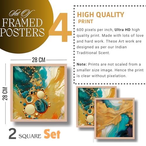 Nozvera Bird & Landscape Scenery Wall Painting Set of 4 Pcs | 2 Big & 2 Small Frames | Wall Decor for Living Room & Bedroom | Modern Art Painting with Wooden Frame | Home Wall Decor & Room Decor - Image 5