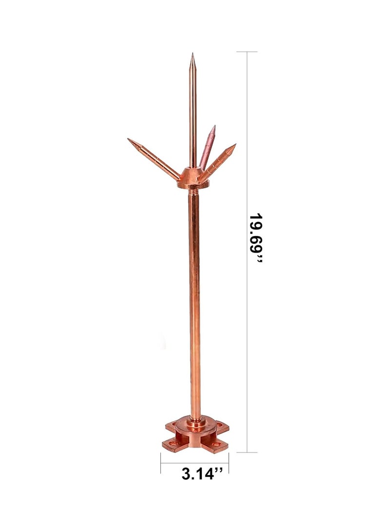 Lightning Rod, Pure Copper Lightning Rod Lightning Three-Pole Spike Brass Detachable Lightning Protection Equipment Lightning Protection System Kit for House Roof Bungalow Tin House - Image 5