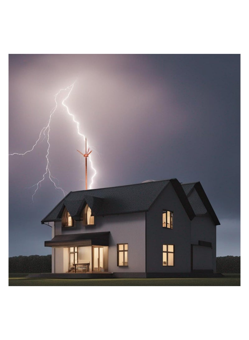 Lightning Rod, Pure Copper Lightning Rod Lightning Three-Pole Spike Brass Detachable Lightning Protection Equipment Lightning Protection System Kit for House Roof Bungalow Tin House - Image 3