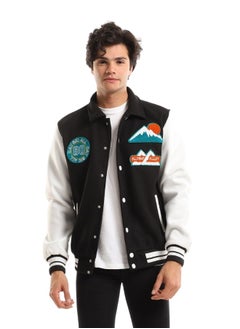 WHITE RABBIT Patched Bi-tone Press Buttoned Jacket Black  - Image 1