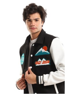 WHITE RABBIT Patched Bi-tone Press Buttoned Jacket Black  - Image 2