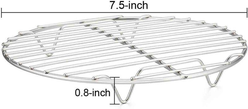 TeamFar Round Cooling Rack Set of 2, 7½ Inch Round Baking Steaming Roasting Rack Set Stainless Steel, Healthy & Dishwasher Safe, Mirror Finish & Rust Free - Image 2