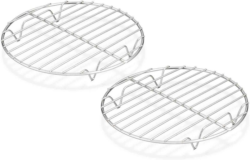 TeamFar Round Cooling Rack Set of 2, 7½ Inch Round Baking Steaming Roasting Rack Set Stainless Steel, Healthy & Dishwasher Safe, Mirror Finish & Rust Free - Image 1