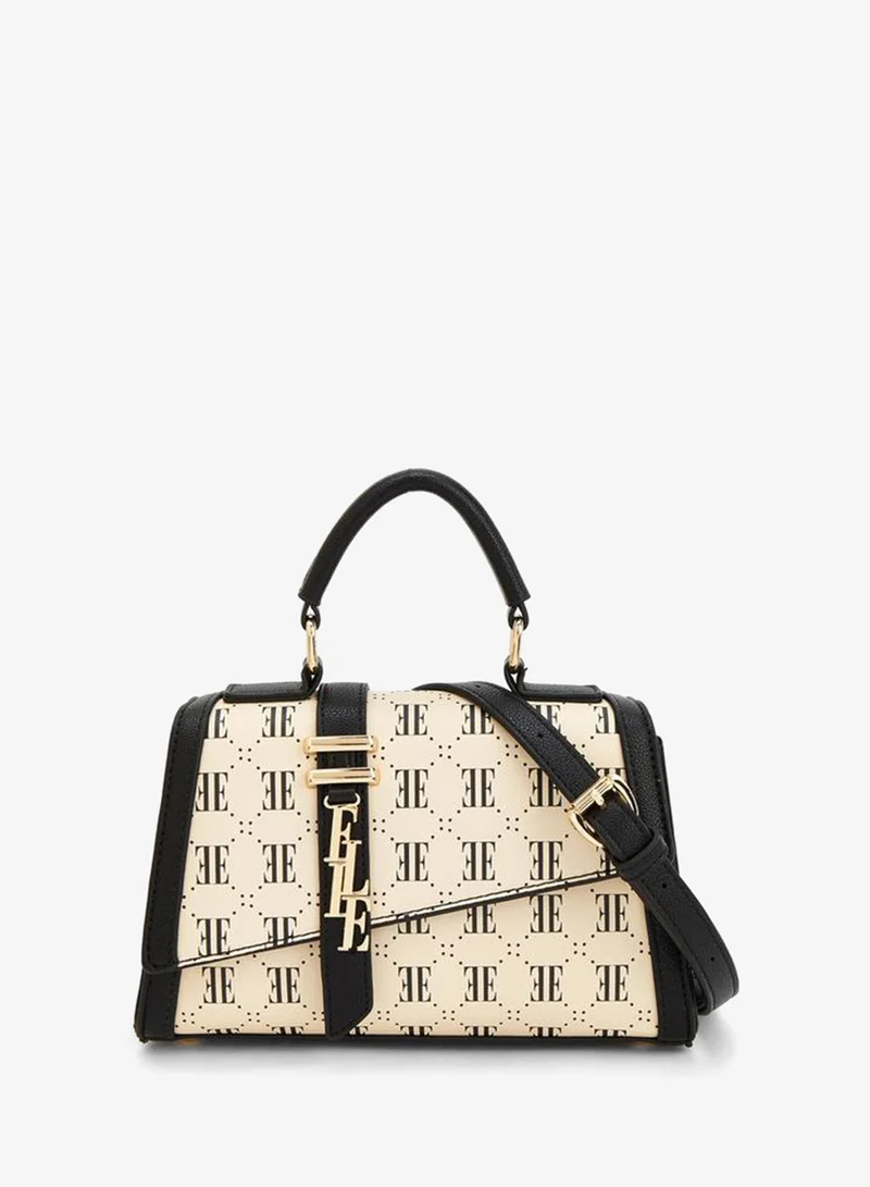 ايل Monogram Print Satchel Bag With Detachable Strap