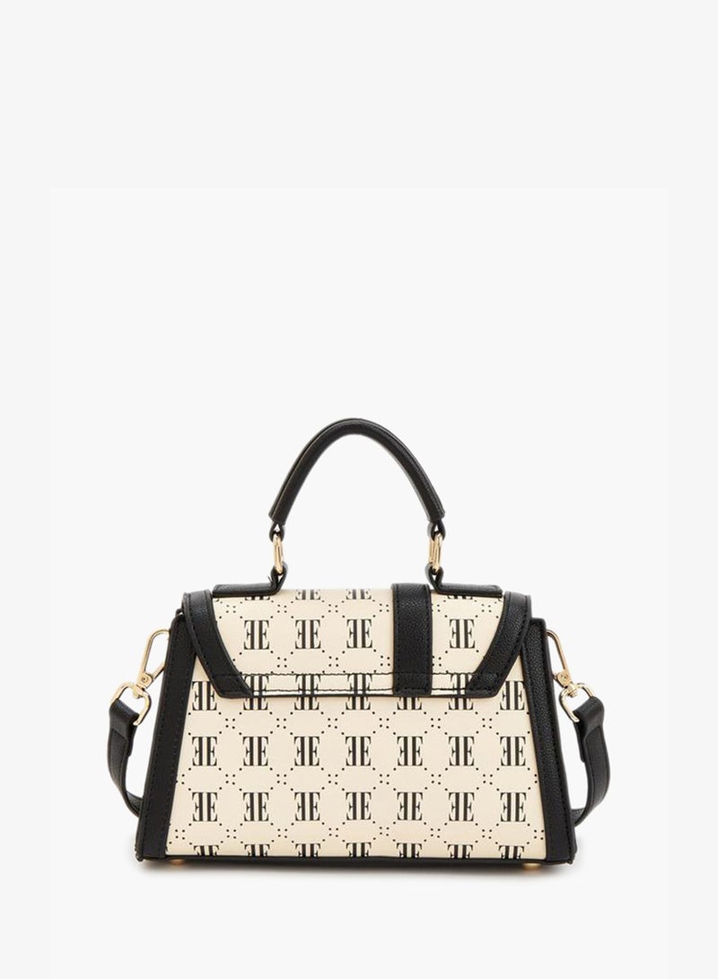 ELLE Monogram Print Satchel Bag With Detachable Strap - Image 5
