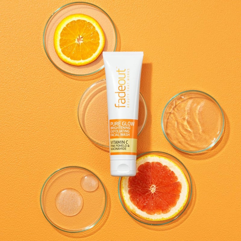 Fade Out Pure Glow Brightening Exfoliating Face Wash with Vitamin C Pink Pomelo and Niacinamide 100ml Cruelty Free Vegan Friendly - Image 2