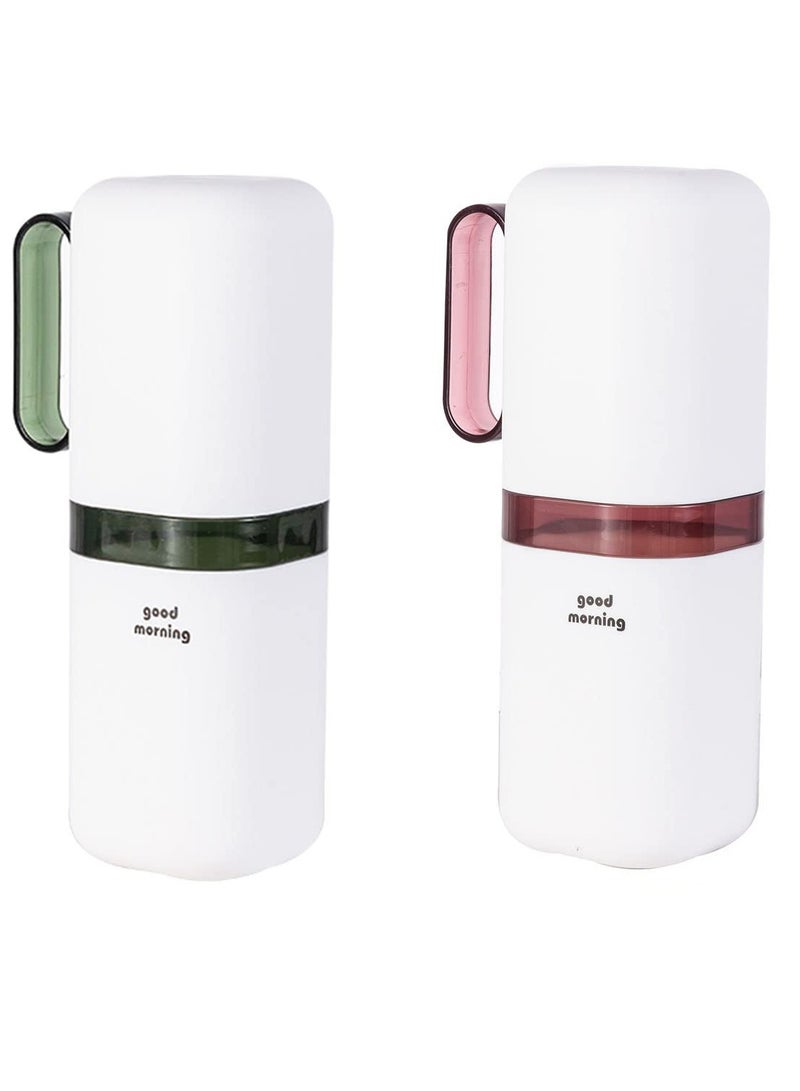 Excefore Travel Toothbrush Cup Case, 2 Pcs Multifunctional Toothbrush, CupToothbrush Holder with with Cover Travel Boothbrush Holder Portable Toothbrush Case and Carrier for Bathroom School Business Trip - Image 1