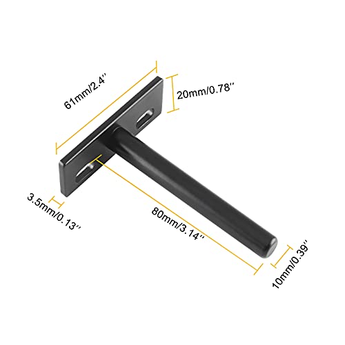 Luomorgo 4 Pcs Floating Shelf Bracket 3 Inch Shelf Brackets Heavy Duty Black Blind Shelf Support Bracket, Hidden Wall Mounted Shelf Brackets with Screws & Wall Plugs - Image 2