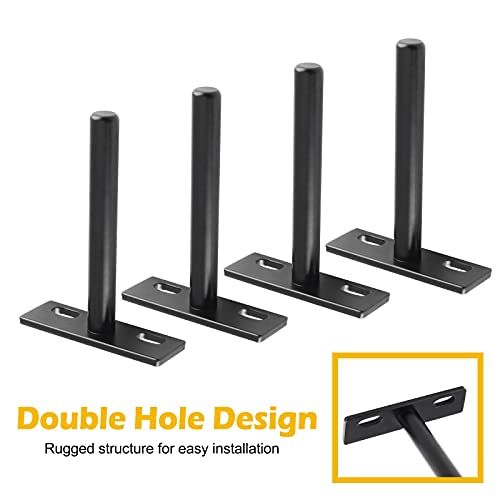Luomorgo 4 Pcs Floating Shelf Bracket 3 Inch Shelf Brackets Heavy Duty Black Blind Shelf Support Bracket, Hidden Wall Mounted Shelf Brackets with Screws & Wall Plugs - Image 4
