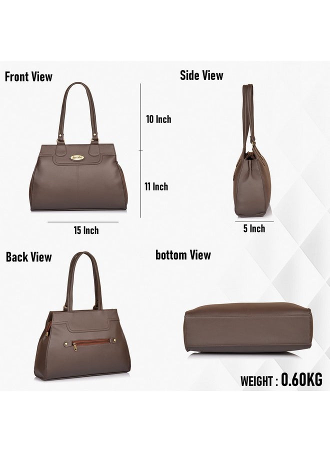 Fostelo Fostelo Women's Vegan Leather Kathleen Handbags Shoulder Hobo Bag Ladies Purse (Brown) (Large)  - Image 3
