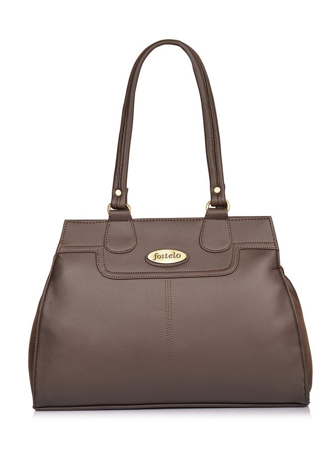 Fostelo Fostelo Women's Vegan Leather Kathleen Handbags Shoulder Hobo Bag Ladies Purse (Brown) (Large)  - Image 1