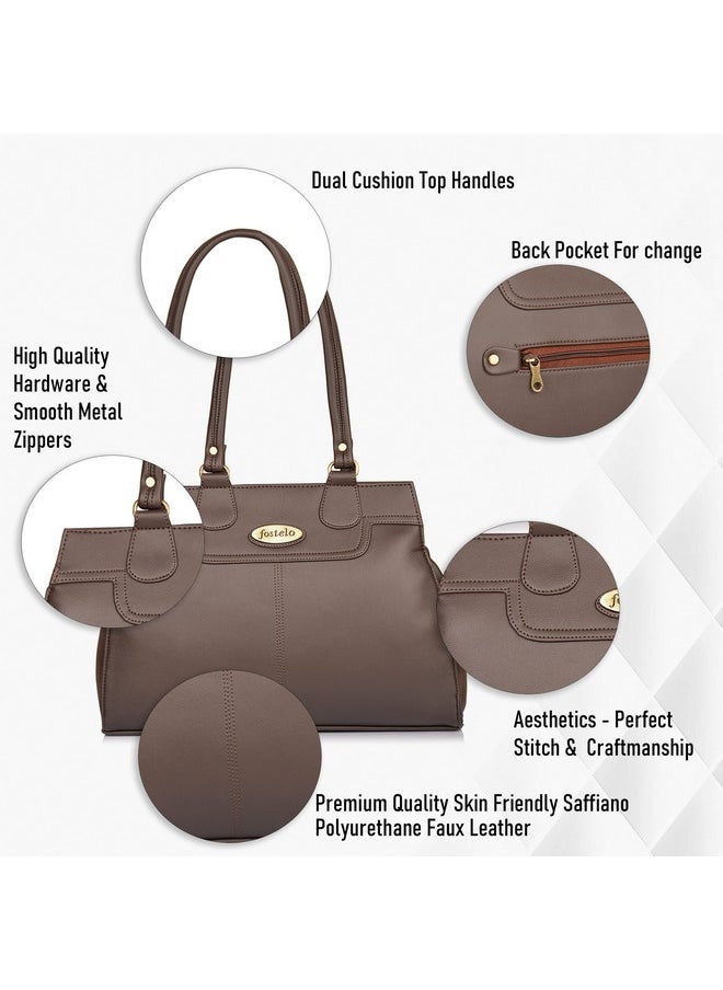 Fostelo Fostelo Women's Vegan Leather Kathleen Handbags Shoulder Hobo Bag Ladies Purse (Brown) (Large)  - Image 2