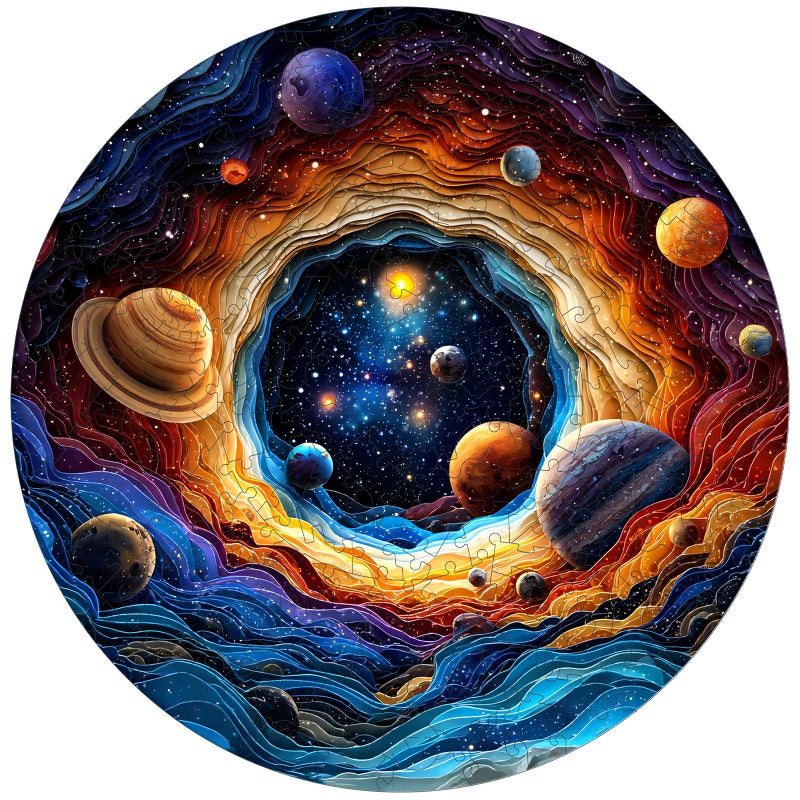 MEATRN Wooden Jigsaw Puzzles 500 Pieces Unique Solar System Planets Puzzle Stress Relief Game for Adults Creative Gift for Science Lovers and Kids 165x165 in - Image 3