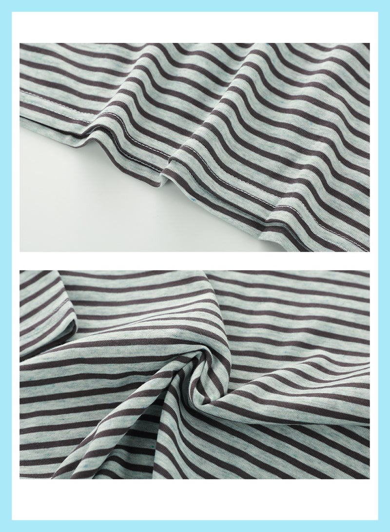 New 2025 summer children's short-sleeved tops, striped and printed with a sense of design, fashionable and trendy  - Image 5