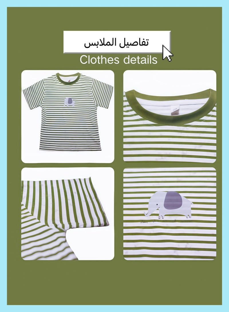 New 2025 summer children's short-sleeved tops, striped and printed with a sense of design, fashionable and trendy  - Image 3