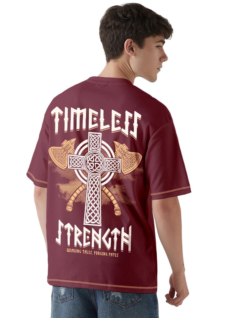 crazymonk Timeless Strength Graphic Printed Oversized T-Shirt - Multi - XL - Image 5