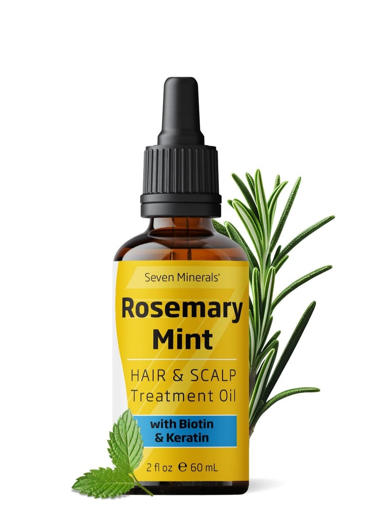 Seven Minerals Seven Minerals Rosemary Oil for Hair Growth, Infused with Biotin, Keratin, Mint, and Natural Strengthening Oils for Men & Women, 2 fl oz  - Image 1