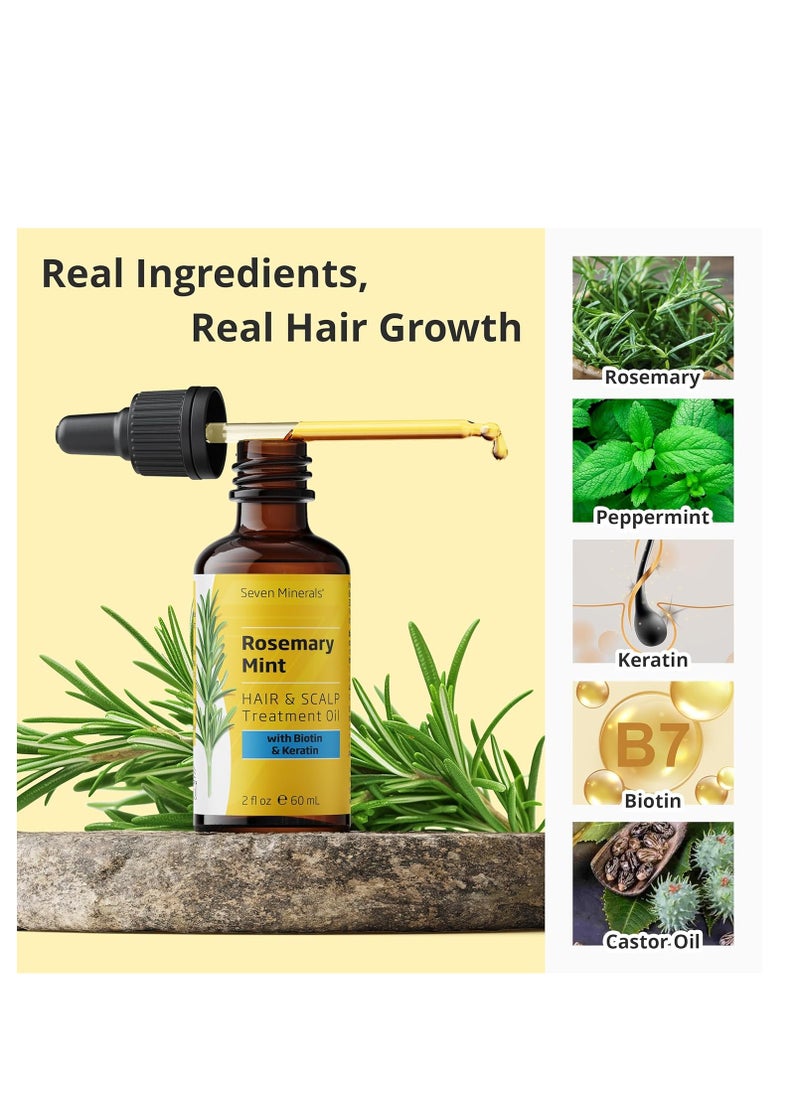 Seven Minerals Seven Minerals Rosemary Oil for Hair Growth, Infused with Biotin, Keratin, Mint, and Natural Strengthening Oils for Men & Women, 2 fl oz  - Image 4