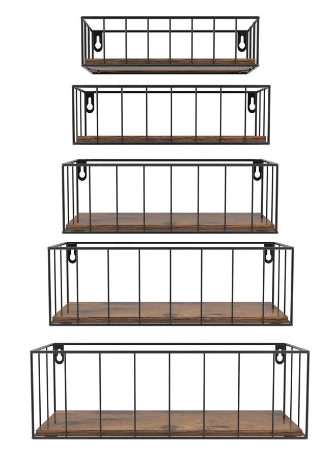 CRUGLA Floating Shelves Wall Mounted Set of 5, Hanging Storage Wall Shelf with Rail for Bathroom, Bedroom, Living Room, Kitchen - Image 1