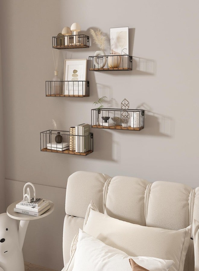 CRUGLA Floating Shelves Wall Mounted Set of 5, Hanging Storage Wall Shelf with Rail for Bathroom, Bedroom, Living Room, Kitchen - Image 5
