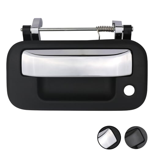 TQPONLY Tailgate Handle with Keyhole,Compatible with Ford F150 F250 F350 F450 F550 Super Duty Explorer Sport Trac/Lincoln Mark LT Pickup Rear Door Latch Handle (Chrome Lever&Texture Bezel) - Image 1