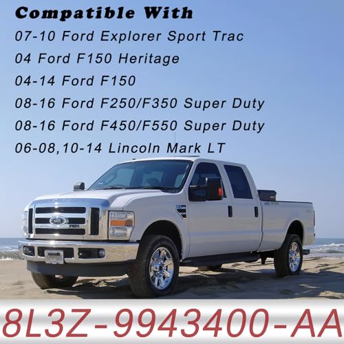 TQPONLY Tailgate Handle with Keyhole,Compatible with Ford F150 F250 F350 F450 F550 Super Duty Explorer Sport Trac/Lincoln Mark LT Pickup Rear Door Latch Handle (Chrome Lever&Texture Bezel) - Image 3