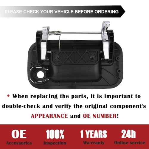 TQPONLY Tailgate Handle with Keyhole,Compatible with Ford F150 F250 F350 F450 F550 Super Duty Explorer Sport Trac/Lincoln Mark LT Pickup Rear Door Latch Handle (Chrome Lever&Texture Bezel) - Image 5