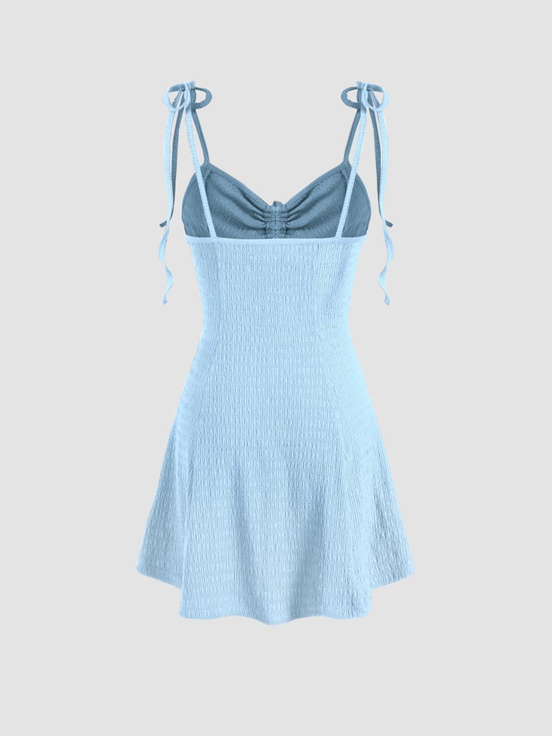 CIDER Women's Sleeveless Tie Strap Mini Dress Summer Cute Short Sun Dresses Sky Blue - Image 4