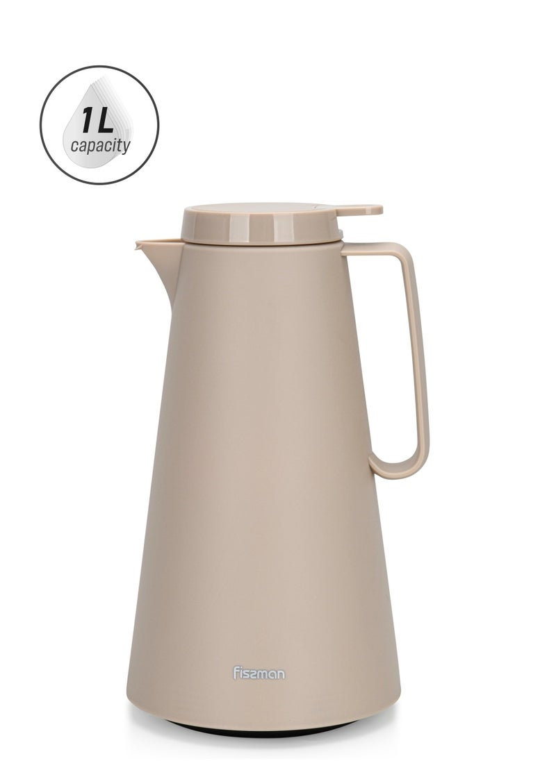Fissman - Vacuum Insulated Flask, 1000ml, Plastic Body With Pink Glass Liner Thermos - Image 1